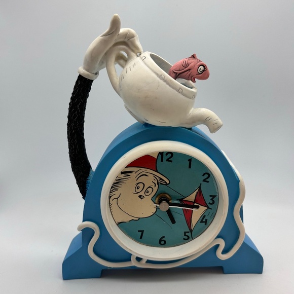 Dr. Seuss The Cat in the Hat Tabletop/Hanging Ceramic Unique Clock - Picture 1 of 16